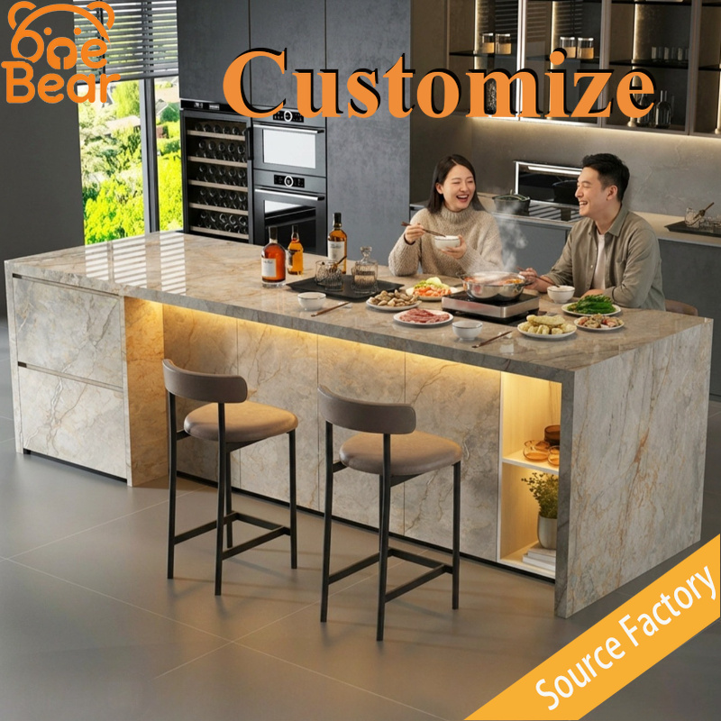 Outdoor Furniture Easy To Clean - Kare Düz Mermer Ada Tezgahı Kalınlaştırılmış