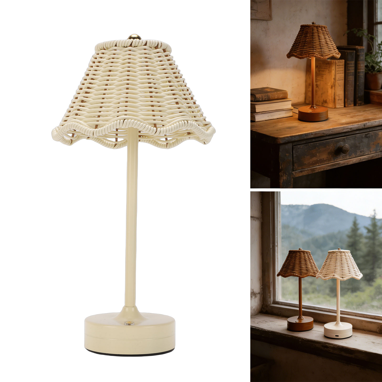 Outdoor Furniture Sale - LED Vintage Rattan Masa Lambası 3