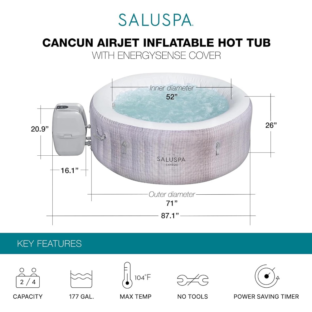 SaluSpa Cancun 2-4 Kişilik Şiş - Inflatable Hot Tub incelemesi ve fiyatı