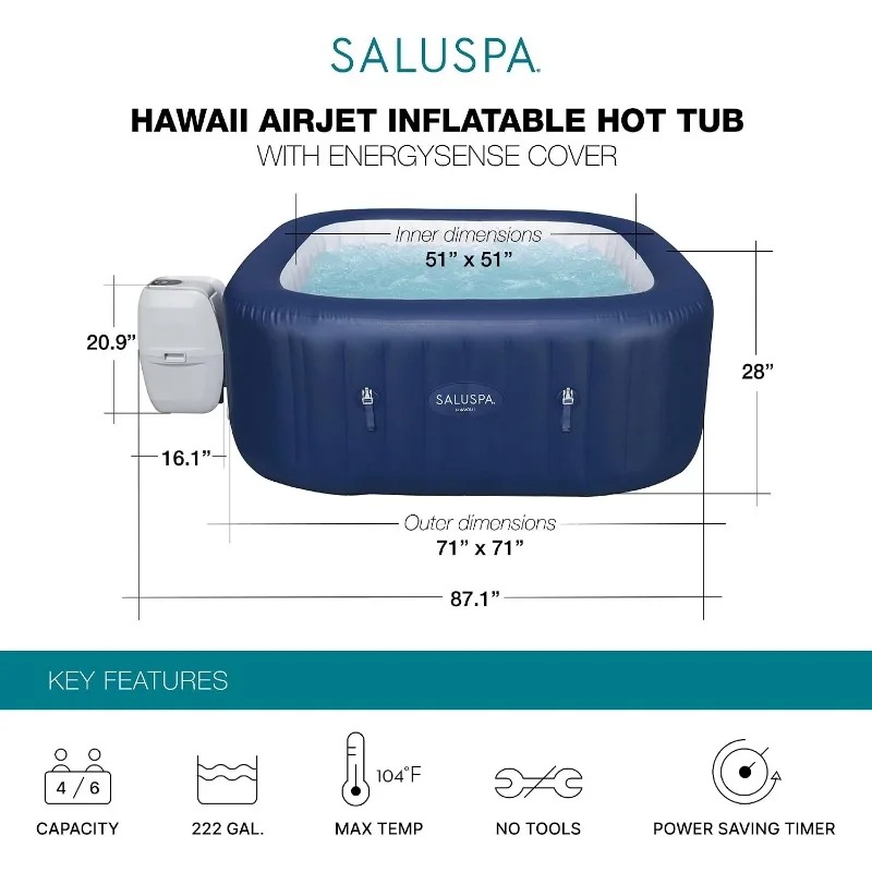 SaluSpa AirJet 4 ila 6 Kişilik - Inflatable Hot Tub incelemesi ve fiyatı