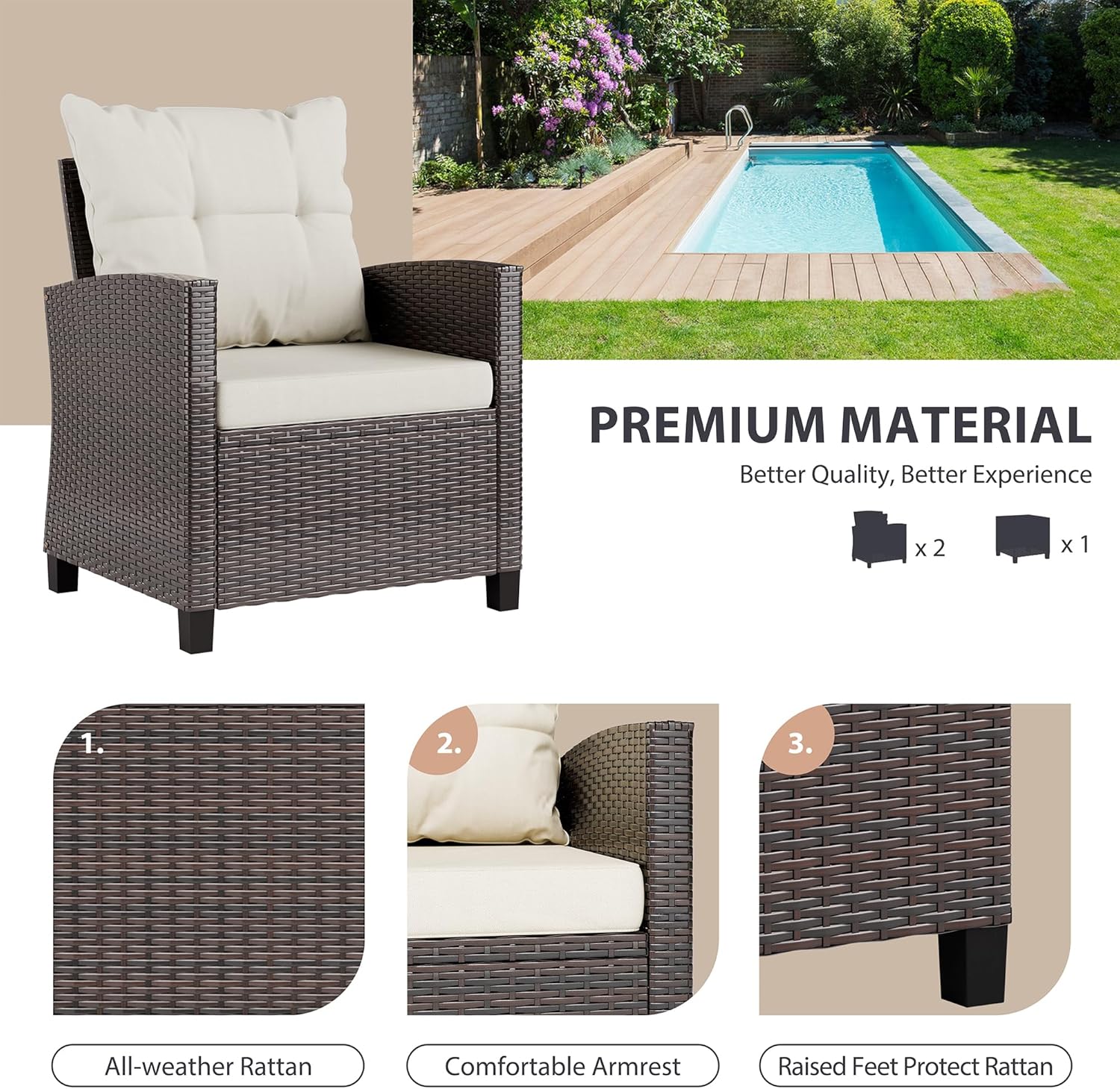 Bej renkli kompakt 3 parçalı r - Outdoor Furniture Sofa incelemesi ve fiyatı