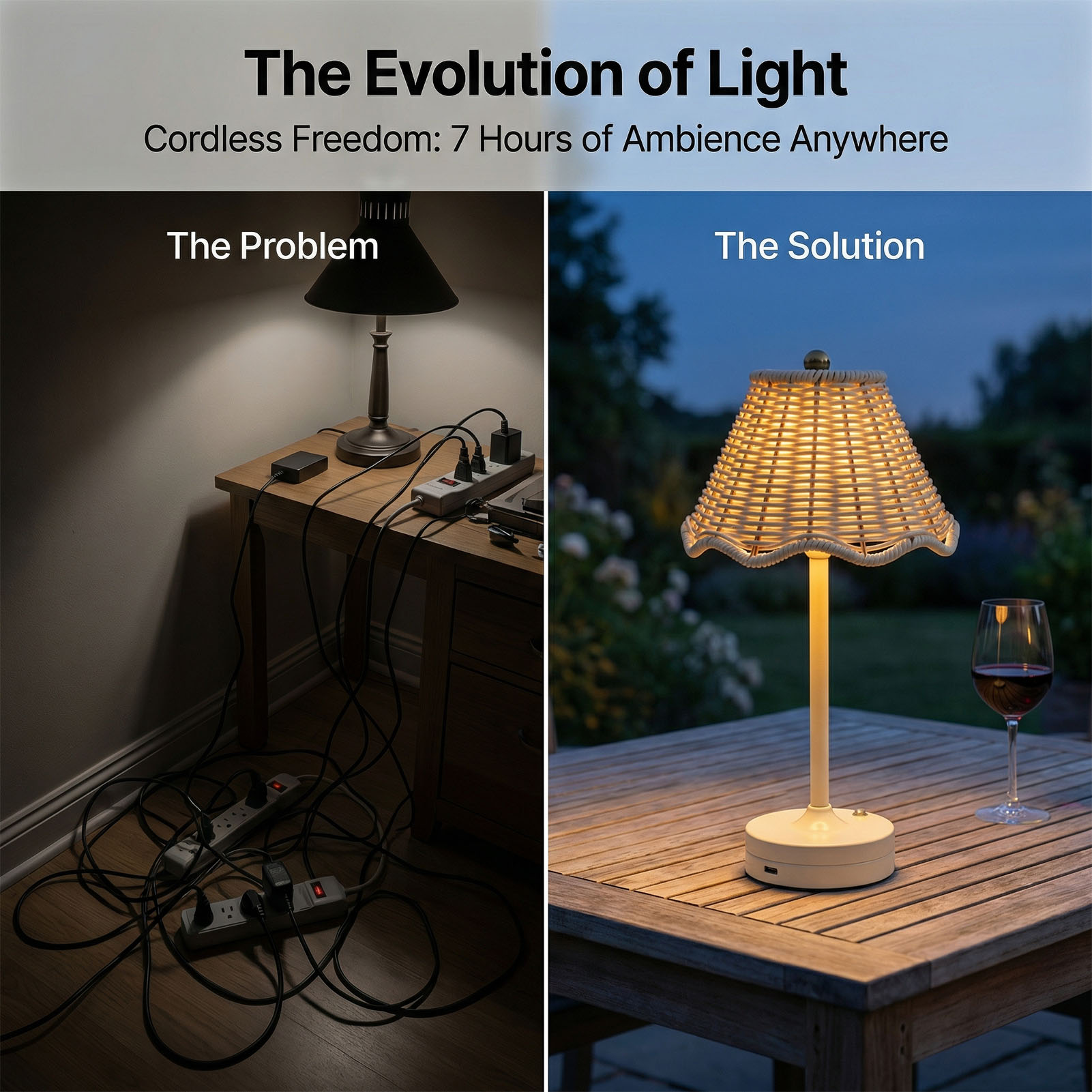 LED Vintage Rattan Masa Lambas - Outdoor Furniture Sale incelemesi ve fiyatı