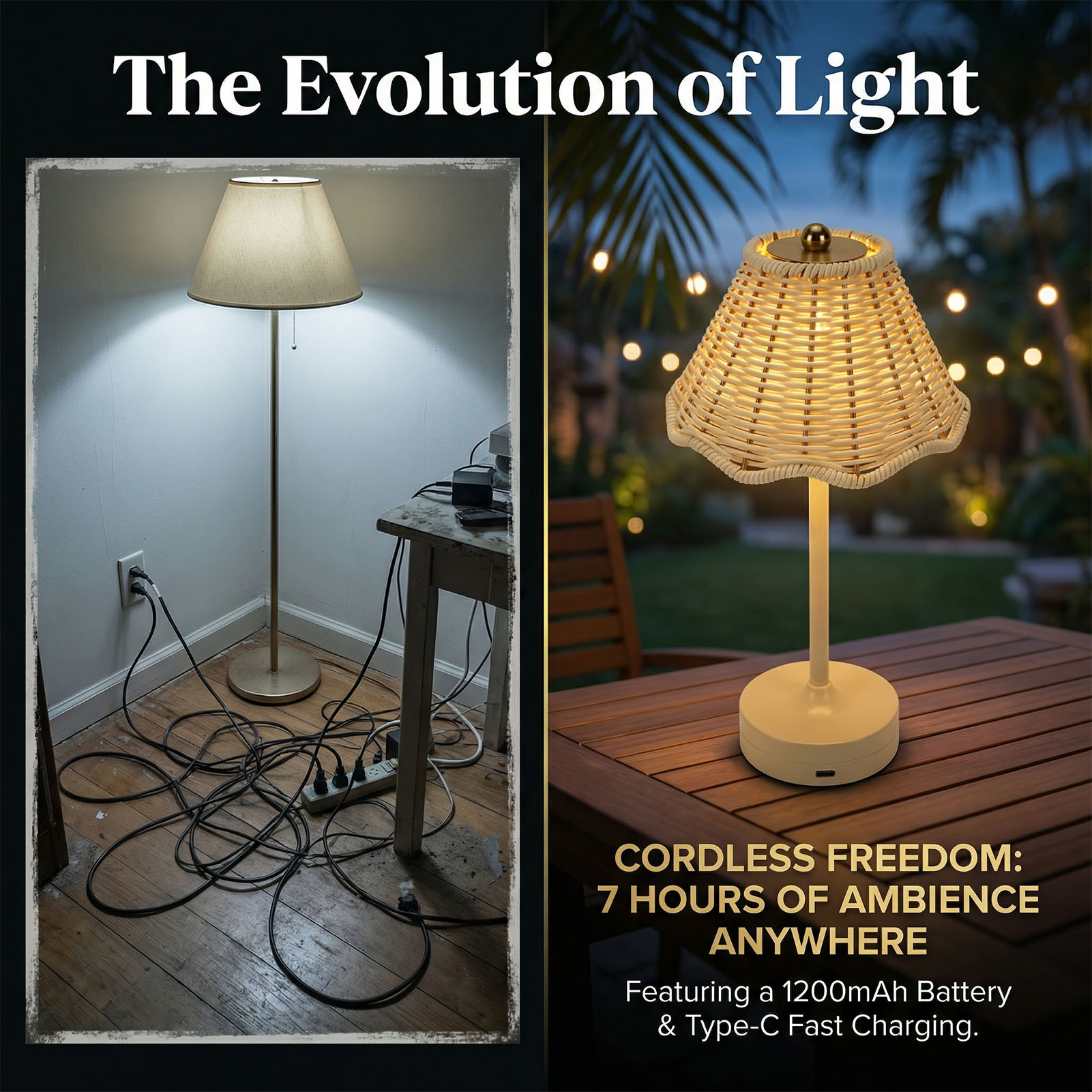 LED Vintage Rattan Masa Lambas - Outdoor Furniture Sale incelemesi ve fiyatı